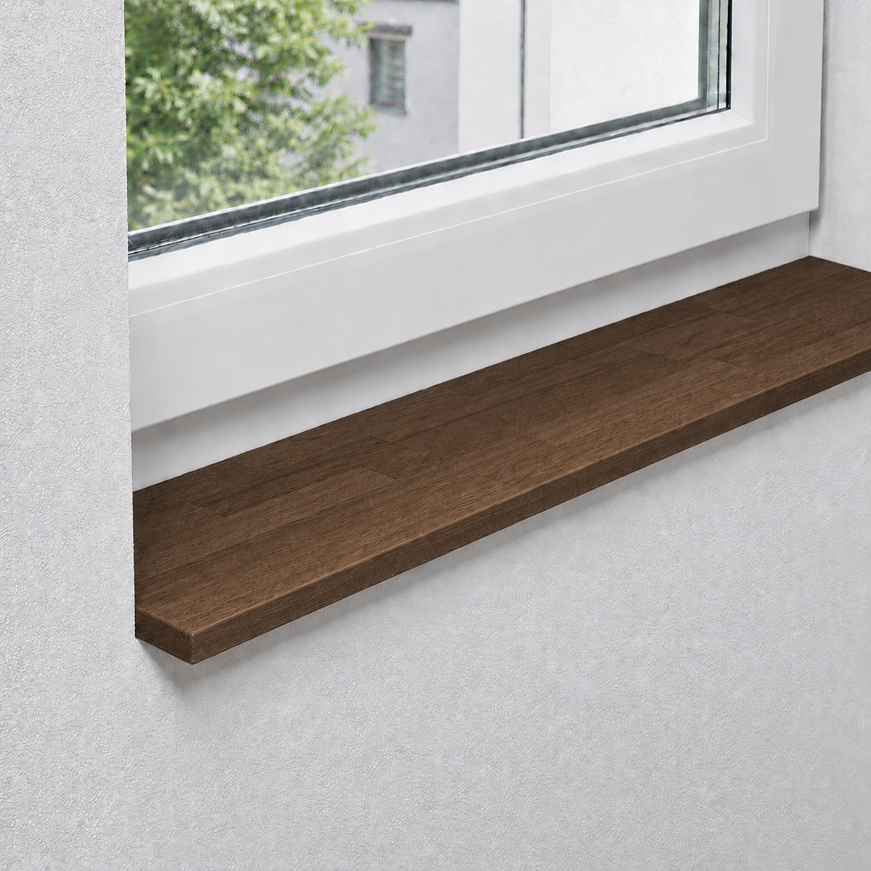 Fensterbank aus massiver, astreiner Eiche mit keilgezinkten Lamellen
