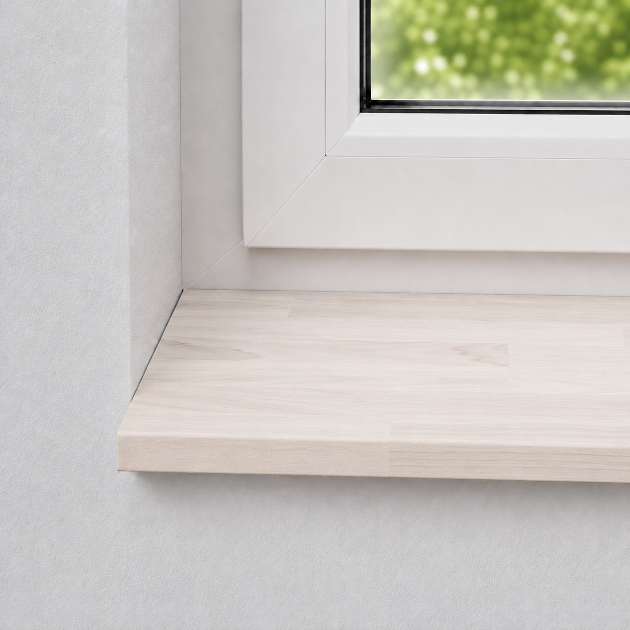 Fensterbank aus massiver, gedämpfter Kernbuche mit keilgezinkten Lamellen