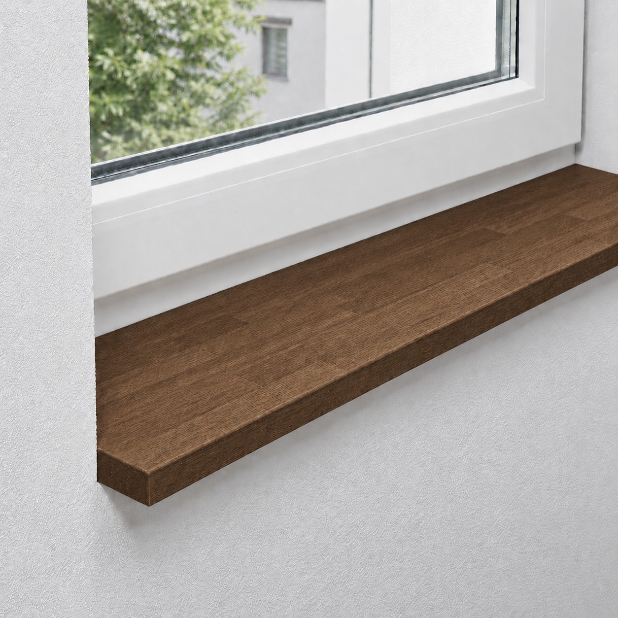 Fensterbank aus massiver, astreiner Eiche mit keilgezinkten Lamellen