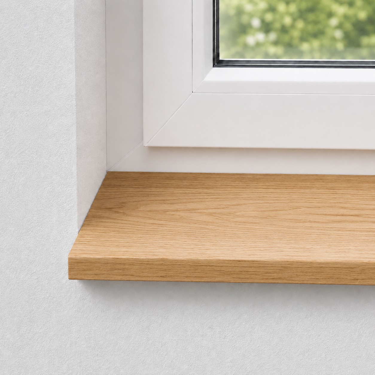 Fensterbank aus massiver, astreiner Eiche mit durchgehenden Lamellen
