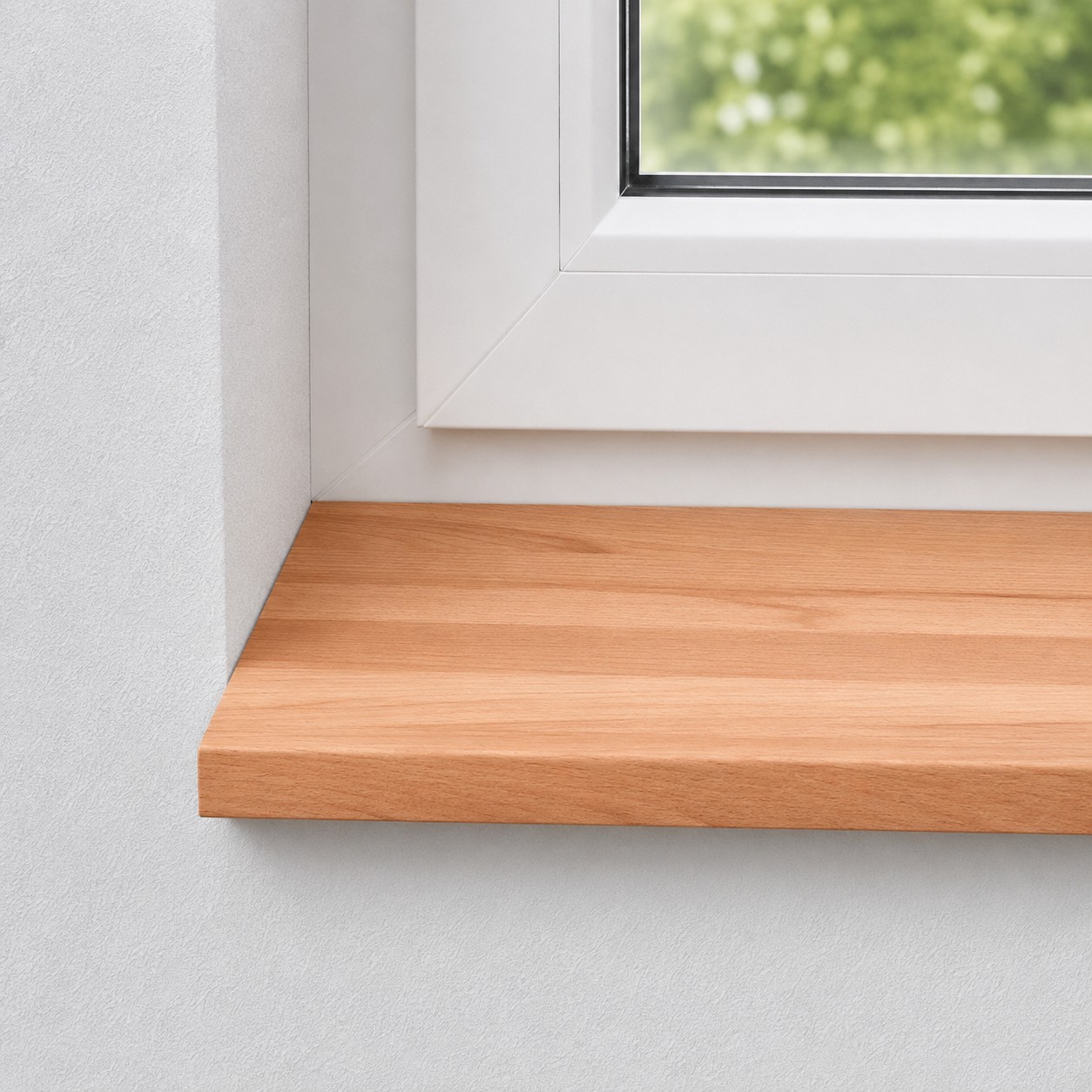 Fensterbank aus massiver, gedämpfter Kernbuche mit durchgehenden Lamellen