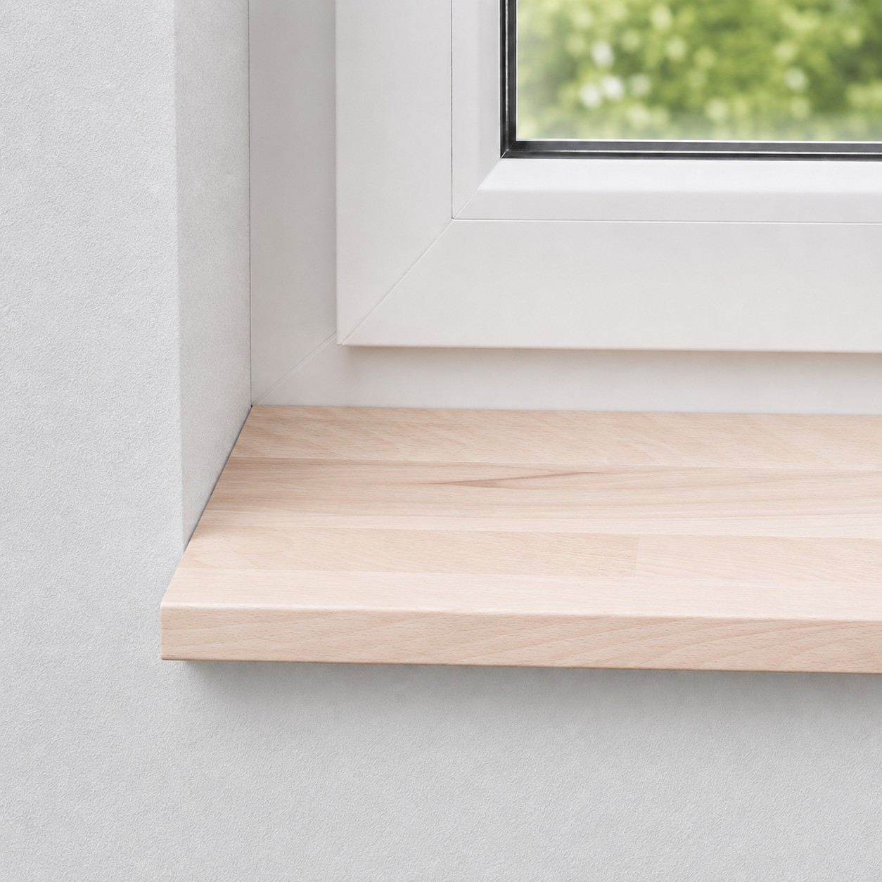 Fensterbank aus massiver, gedämpfter Kernbuche mit durchgehenden Lamellen